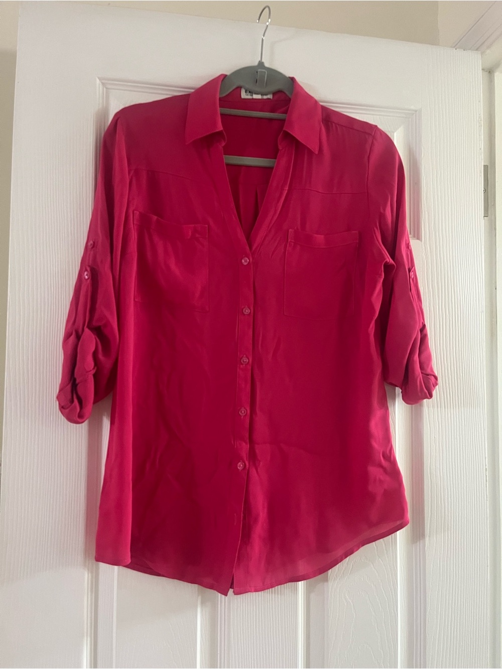 Express Bright Pink Women's Button-Down Shirt - Lightweight Collared Top